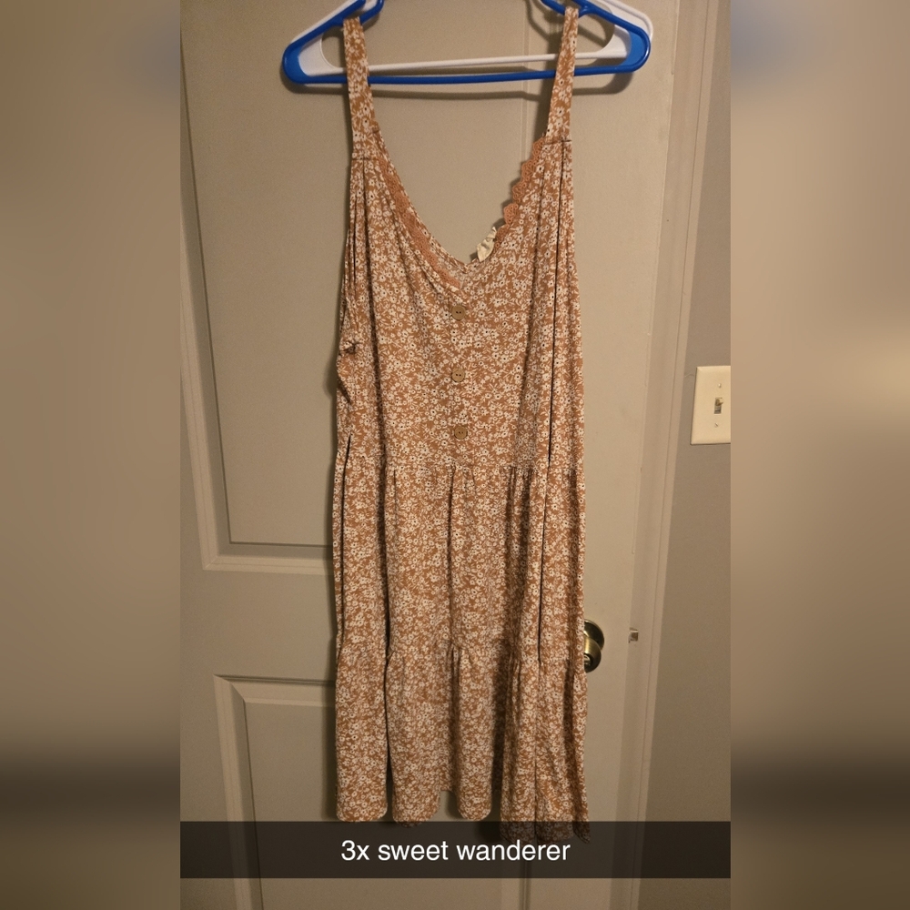 Sweet Wanderer Floral Mini Dress - Cream and Brown